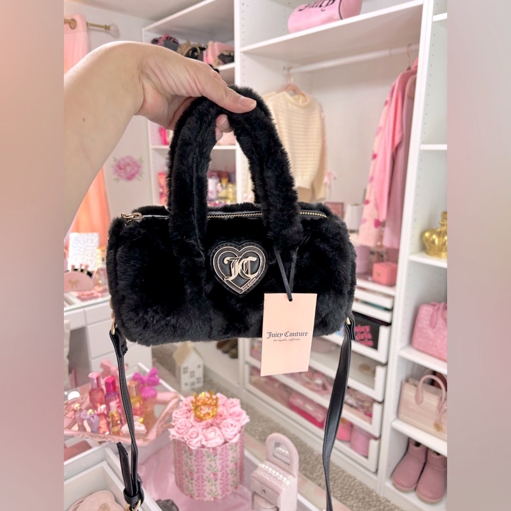 Juicy Couture black Lets Get Cozy Roll Mini Bag